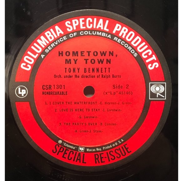Tony Bennett Hometown, My Hometown, Record  Special Re-Issue CL 1301, CSR-1301 - Picture 8 of 8